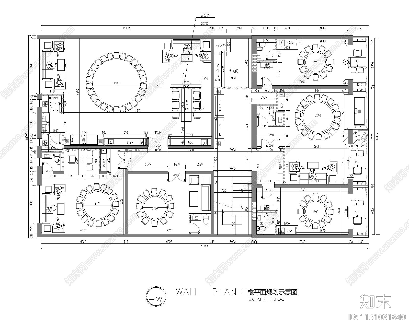 700平私人会所平面规划图cad施工图下载【ID:1151031840】