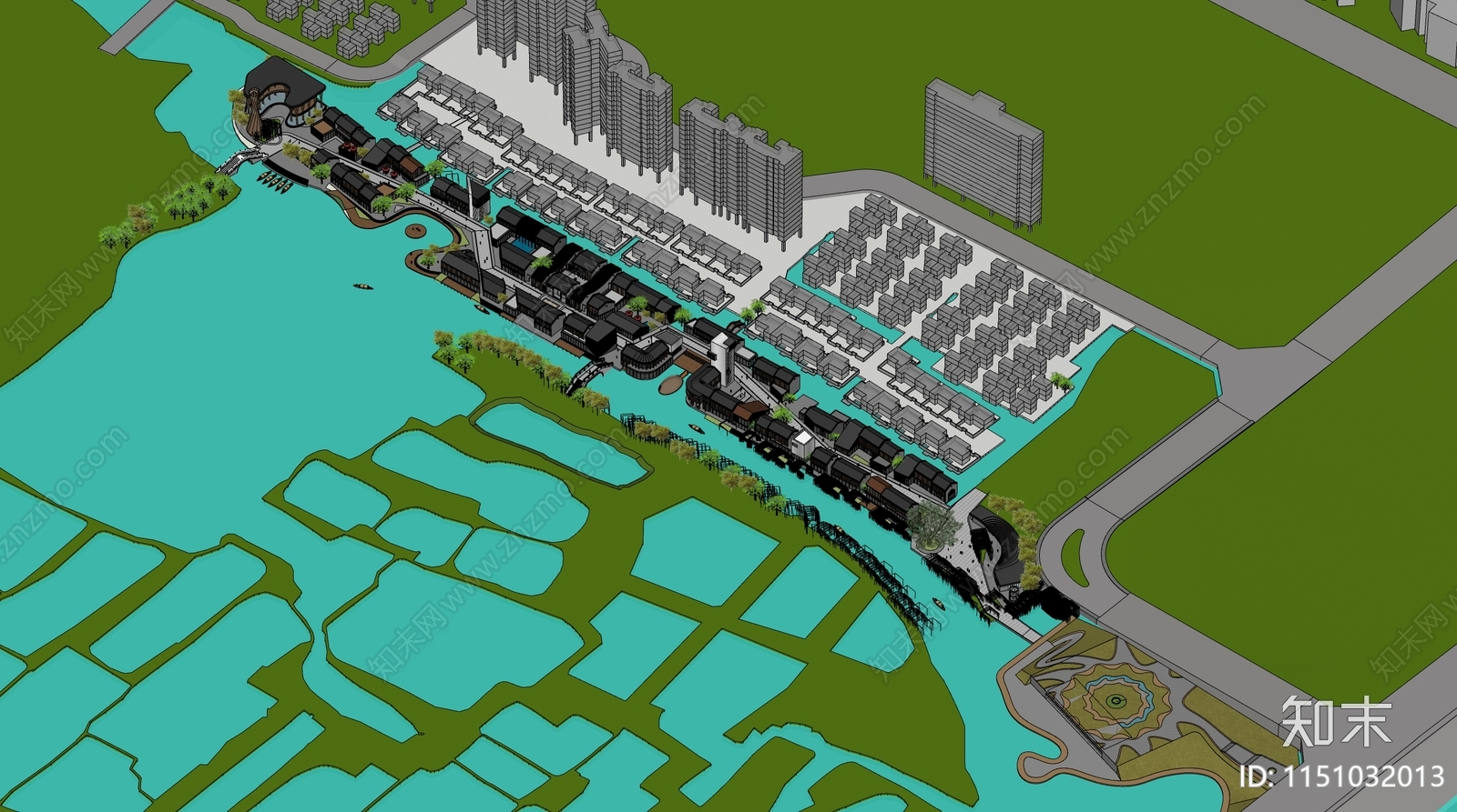 现代岭南水乡SU模型下载【ID:1151032013】