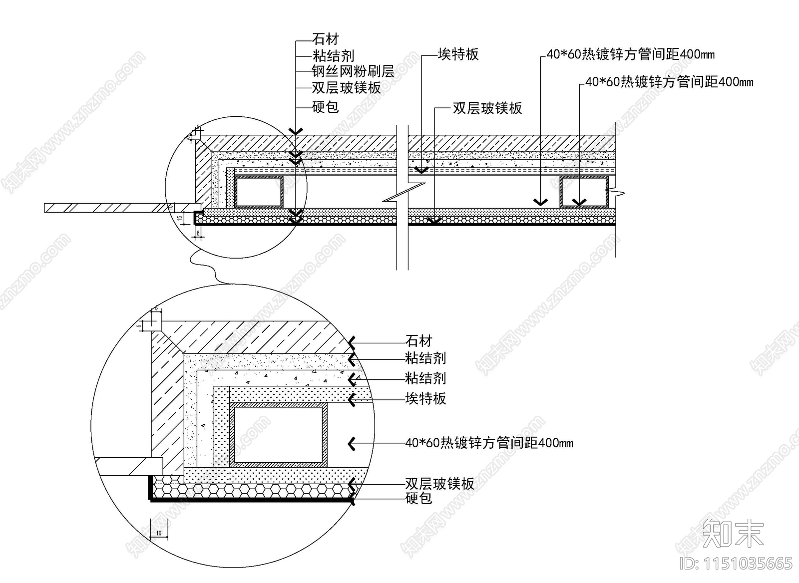 墙面玻璃石材软包多材质收口节点施工图下载【ID:1151035665】