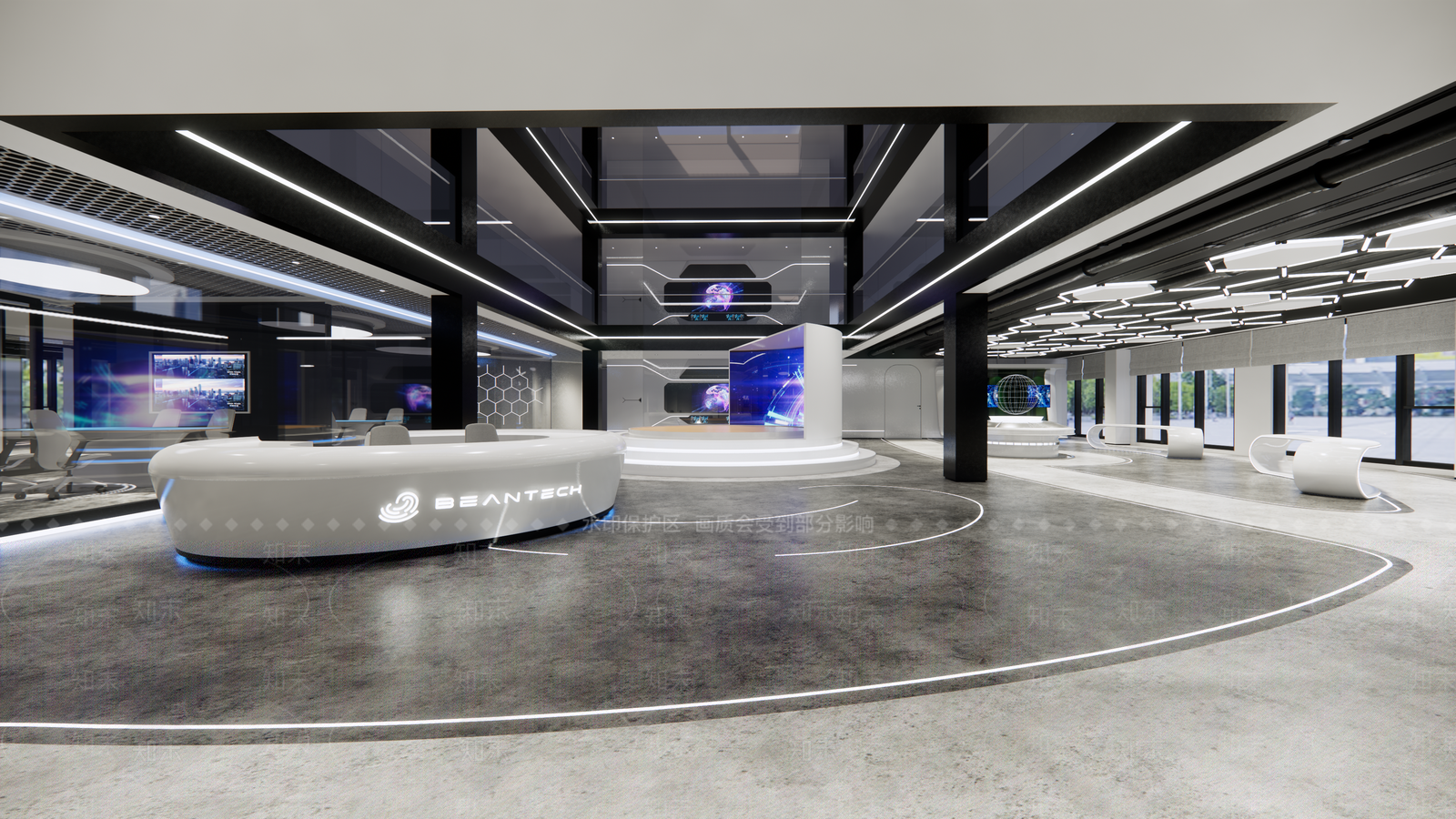 现代办公大堂展示区SU模型下载【ID:1151039243】