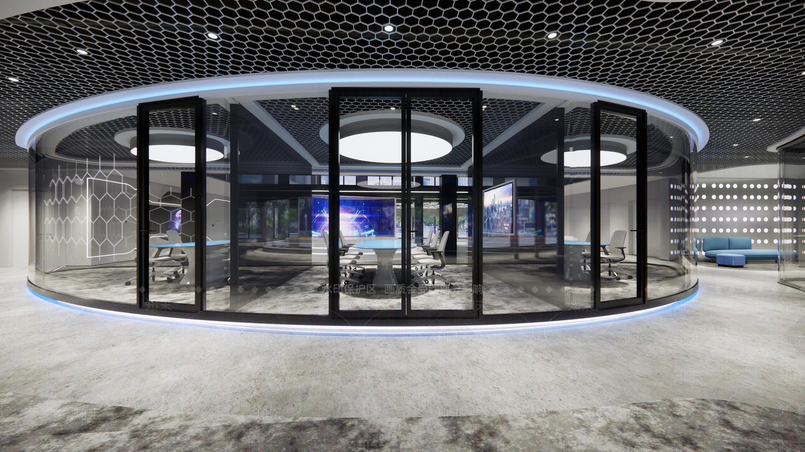 现代办公大堂展示区SU模型下载【ID:1151039243】