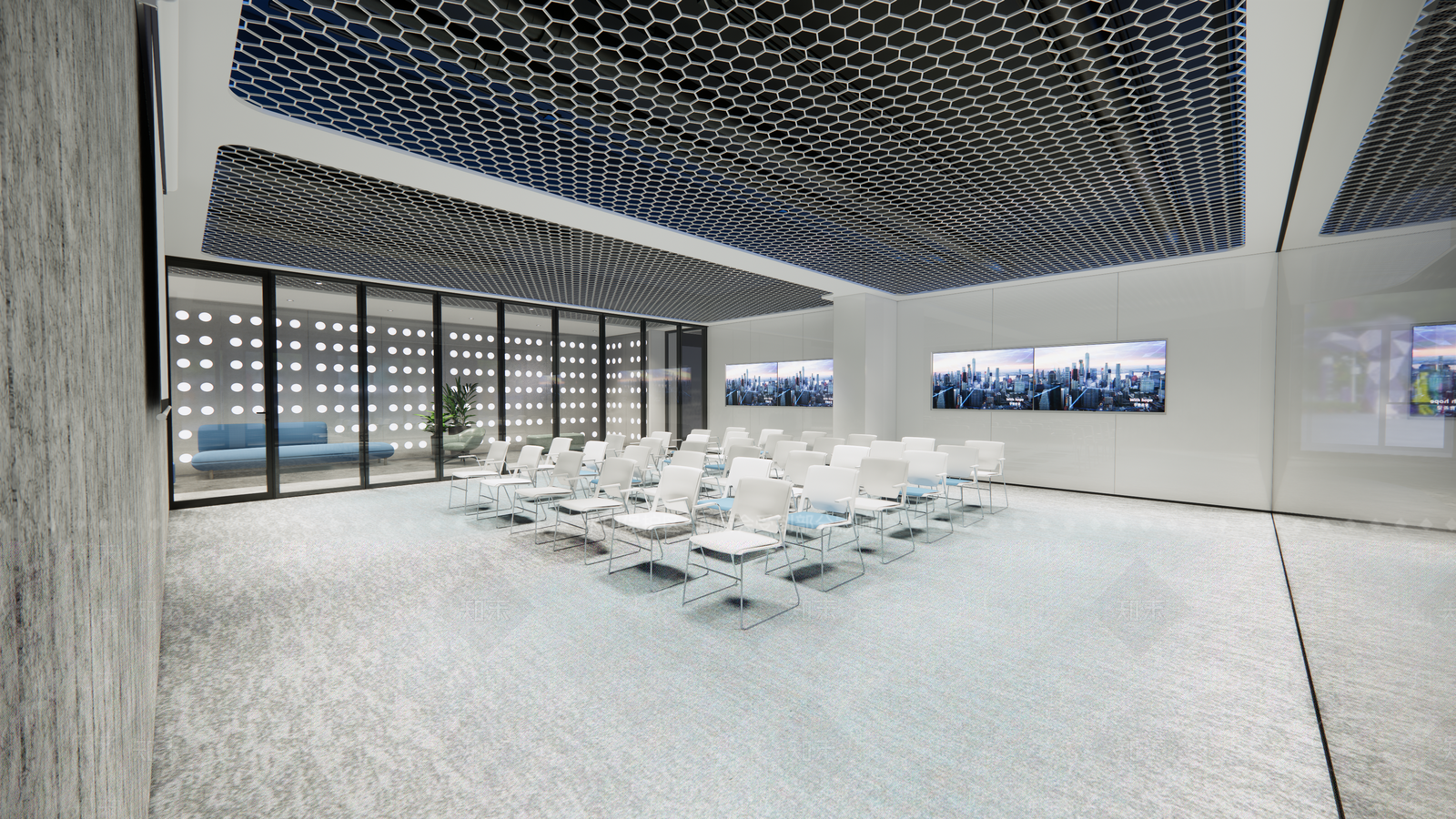 现代办公大堂展示区SU模型下载【ID:1151039243】