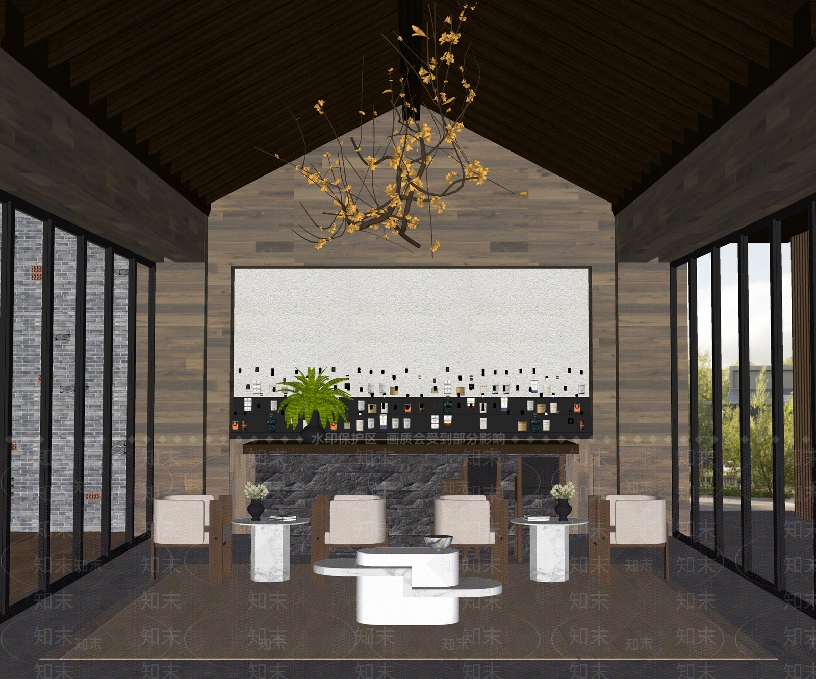 现代酒店大厅休息区SU模型下载【ID:1151042008】