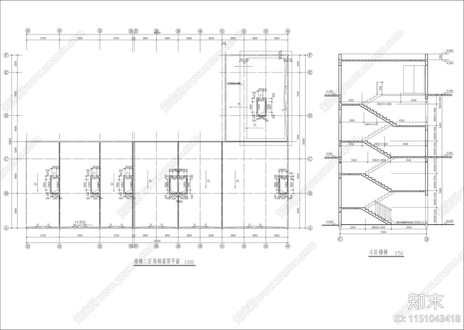 某商业步行街建筑cad施工图下载【ID:1151043418】