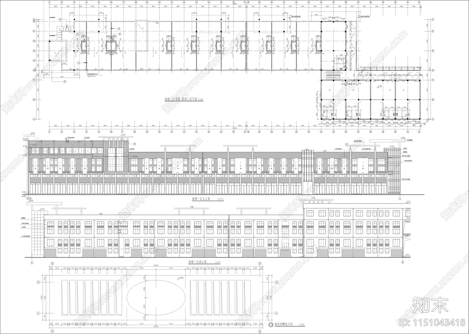 某商业步行街建筑cad施工图下载【ID:1151043418】