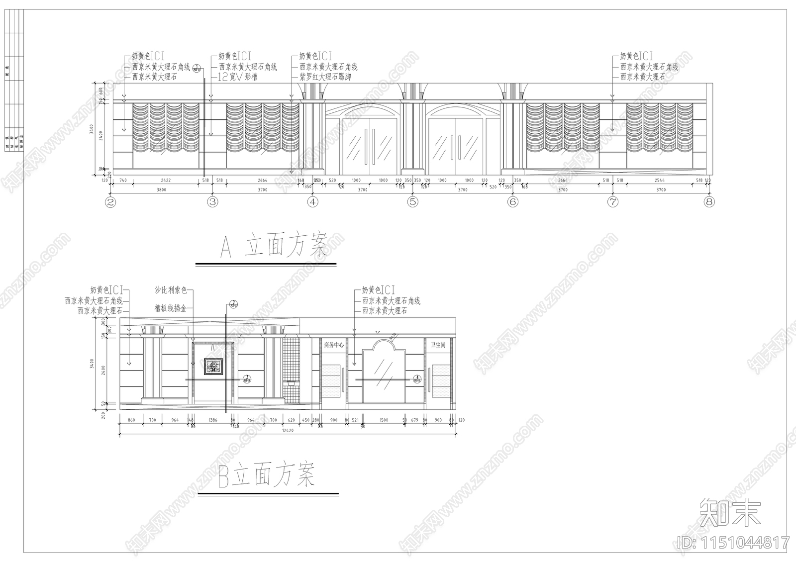 阳光酒店室内cad施工图下载【ID:1151044817】