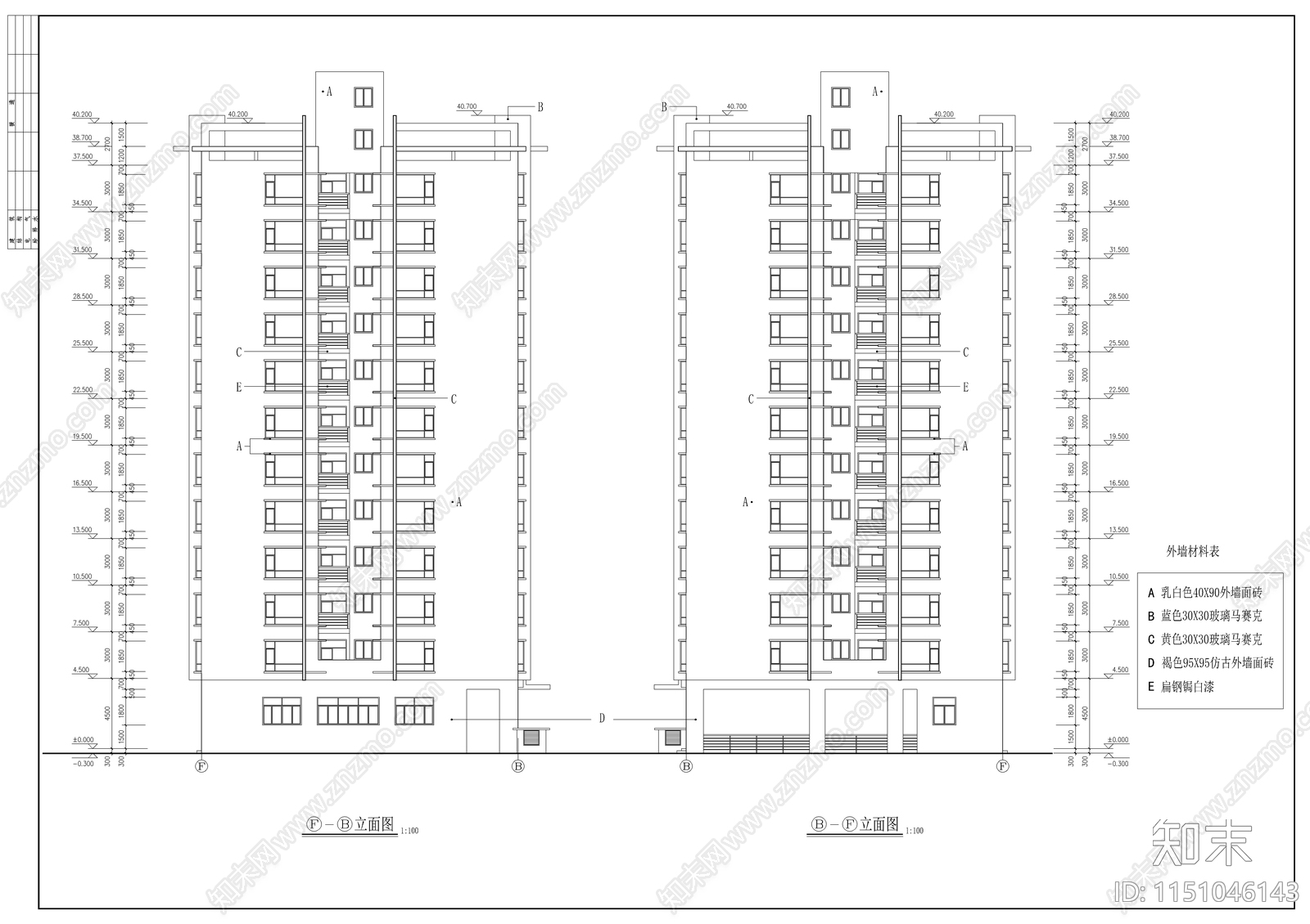 高层商住楼建筑cad施工图下载【ID:1151046143】