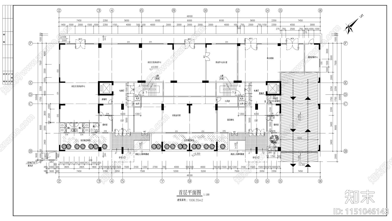 高层商住楼建筑cad施工图下载【ID:1151046143】