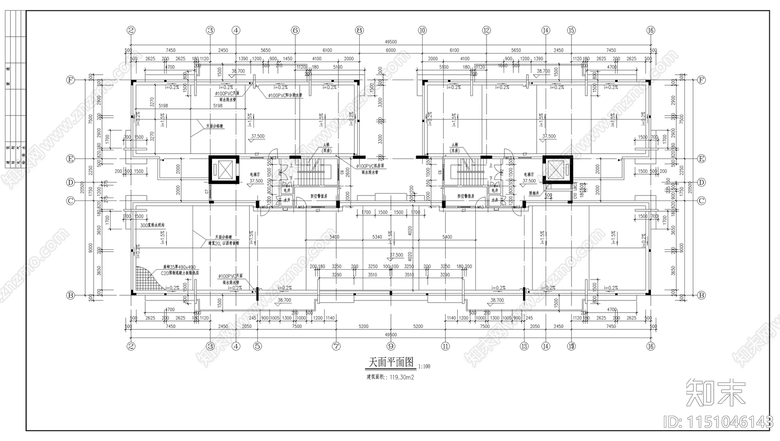 高层商住楼建筑cad施工图下载【ID:1151046143】