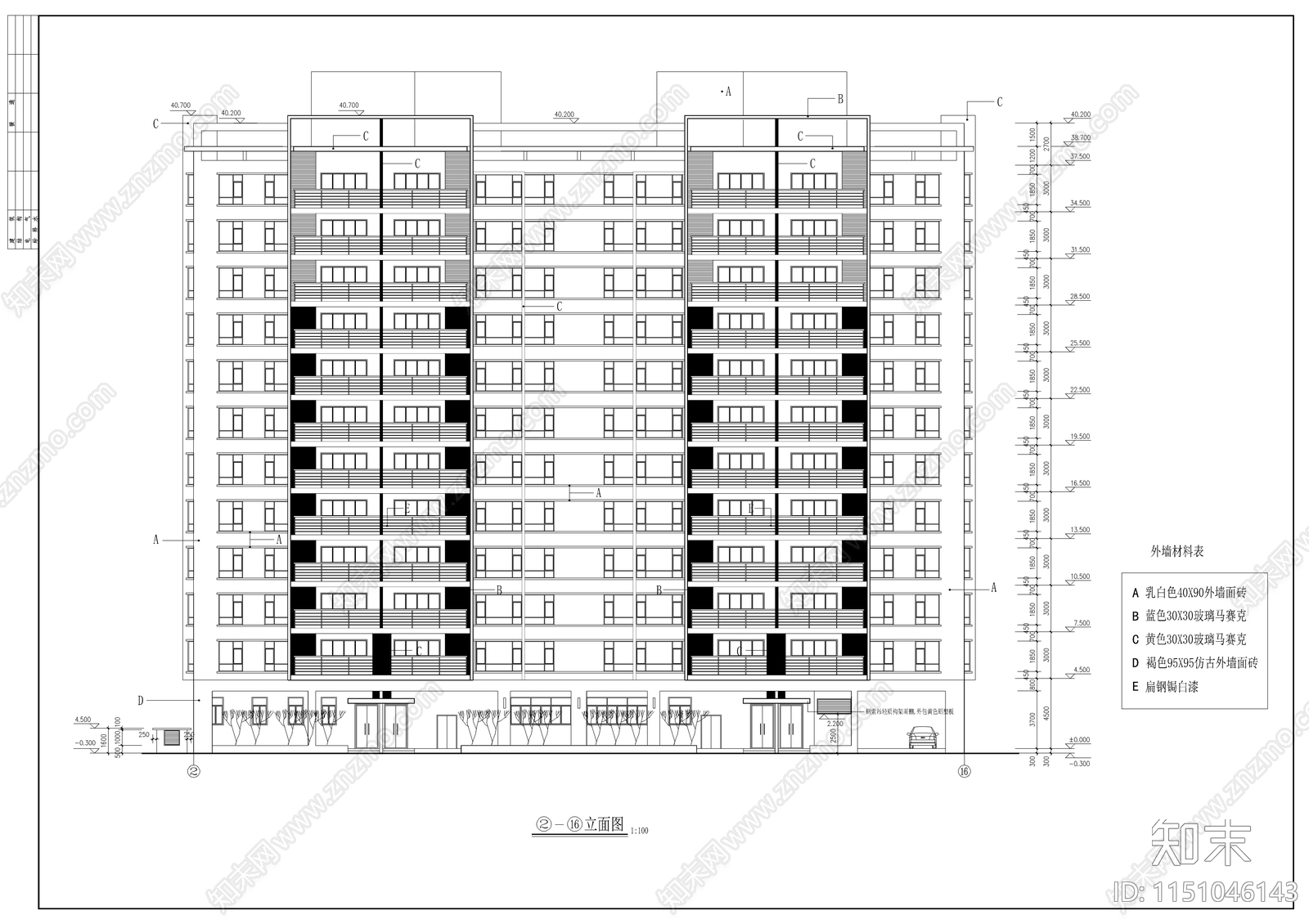 高层商住楼建筑cad施工图下载【ID:1151046143】