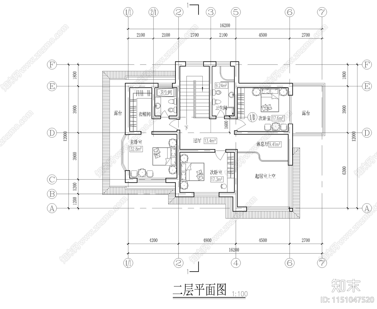 别墅建筑cad施工图下载【ID:1151047520】