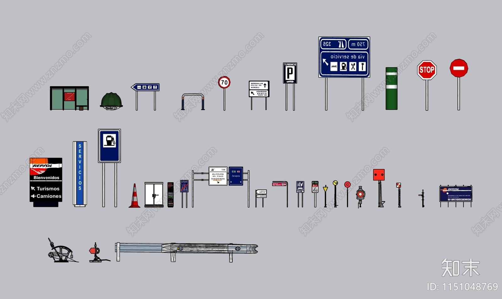 道路设施SU模型下载【ID:1151048769】