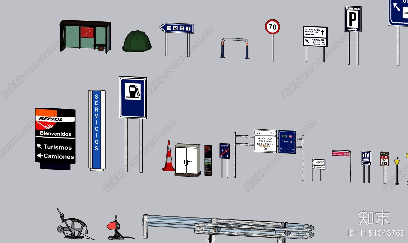 道路设施SU模型下载【ID:1151048769】