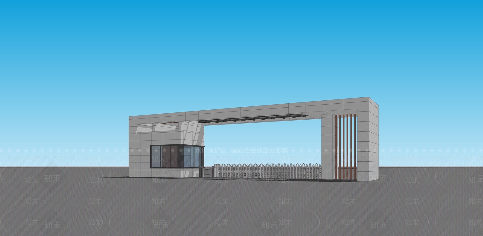 现代企业厂区大门SU模型下载【ID:1151050009】