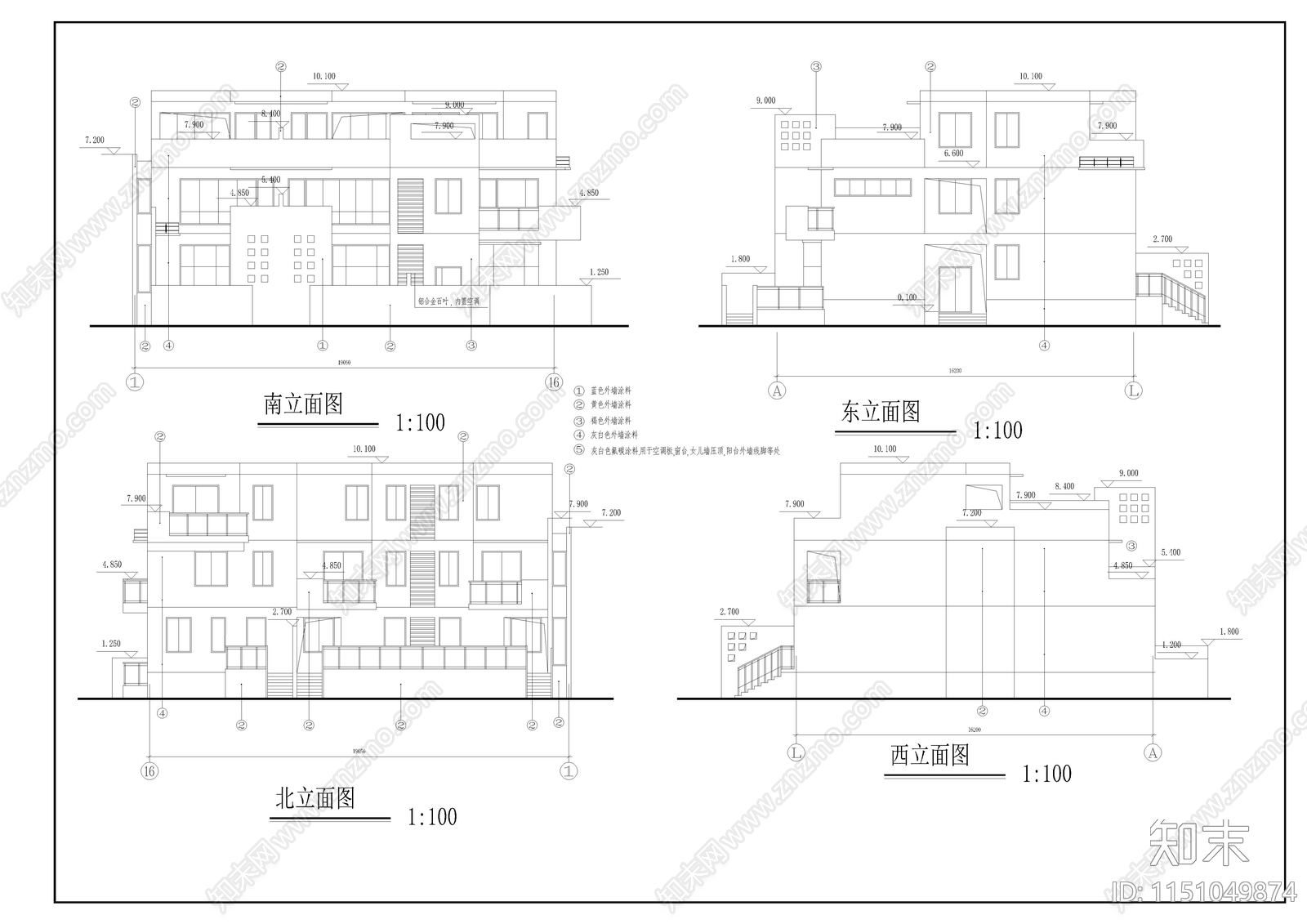 别墅建筑cad施工图下载【ID:1151049874】