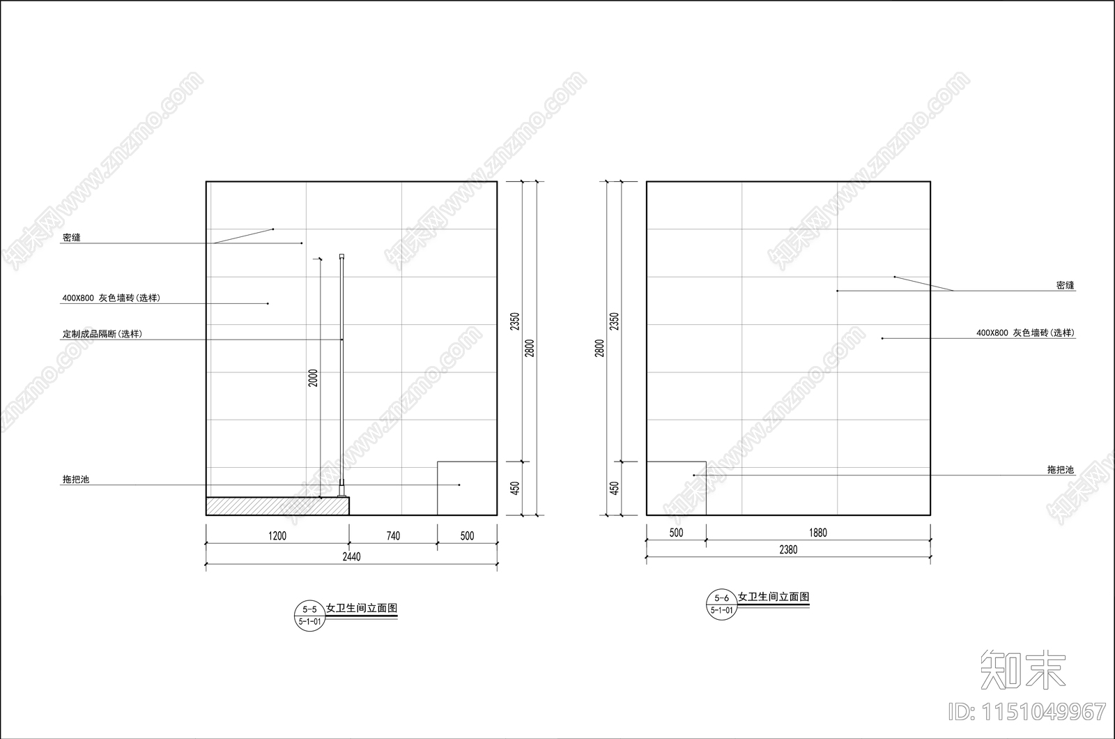 现代公共卫生间室内cad施工图下载【ID:1151049967】