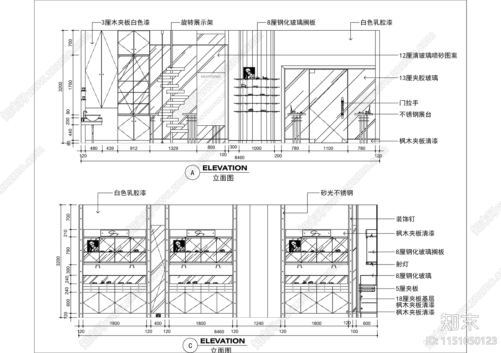 眼镜店室内cad施工图下载【ID:1151050123】