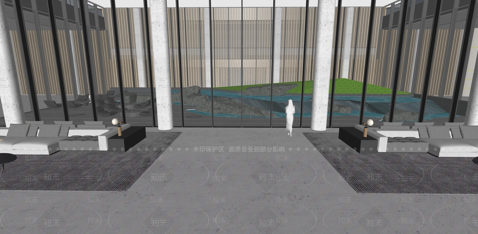 现代商业中庭休息区SU模型下载【ID:1151050314】