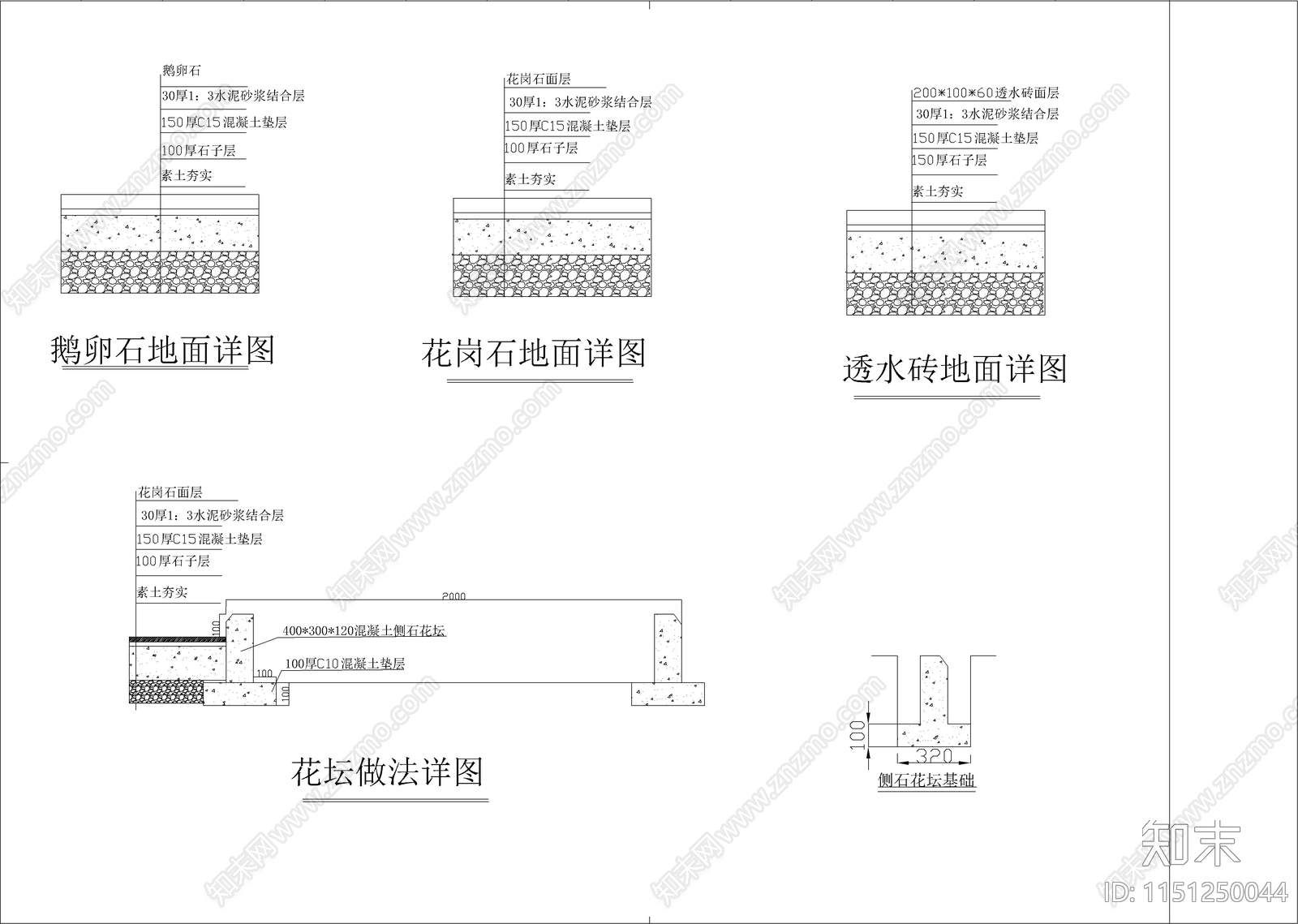 花园做法大样cad施工图下载【ID:1151250044】