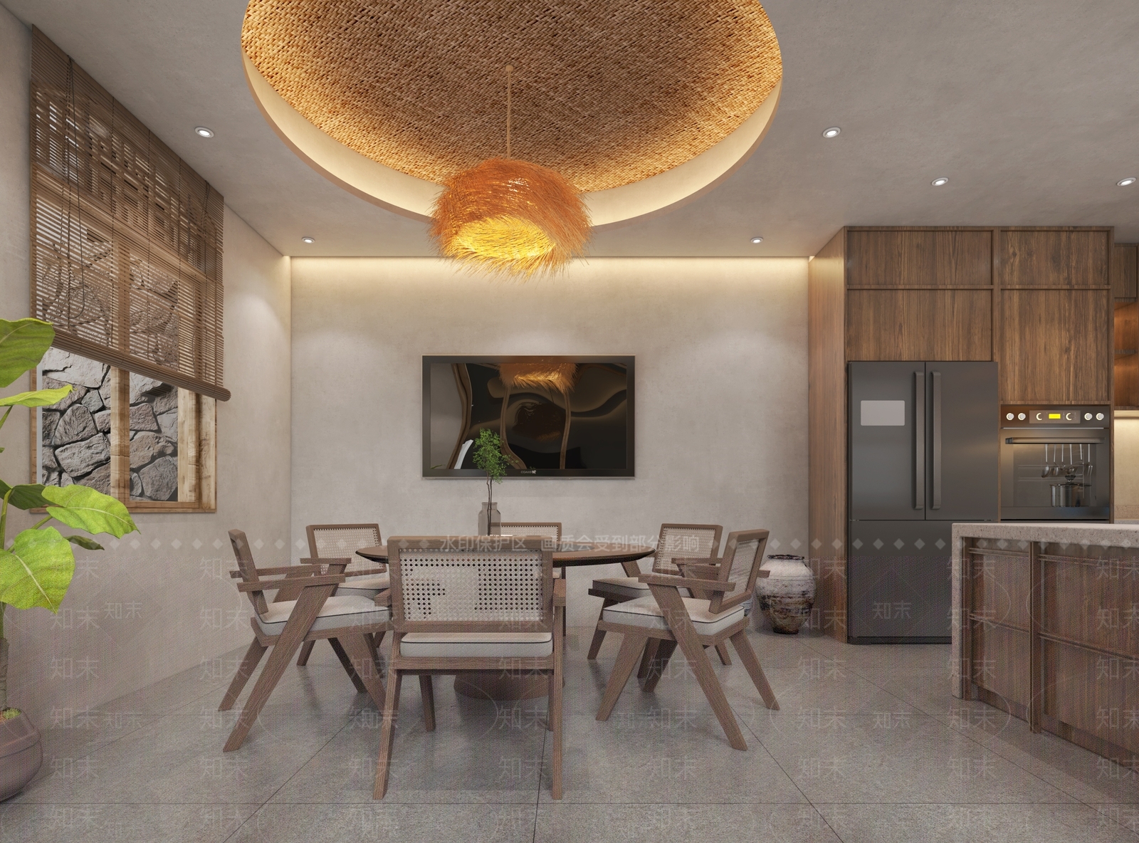 侘寂风民宿餐厅3D模型下载【ID:1151053900】