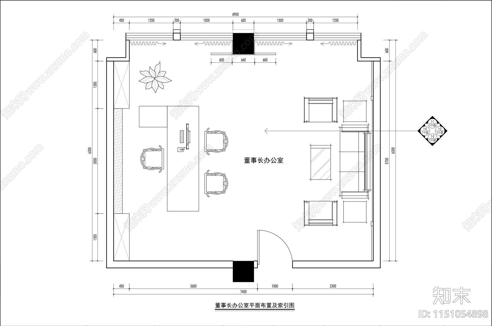 总经理办公室室内施工图下载【ID:1151054898】