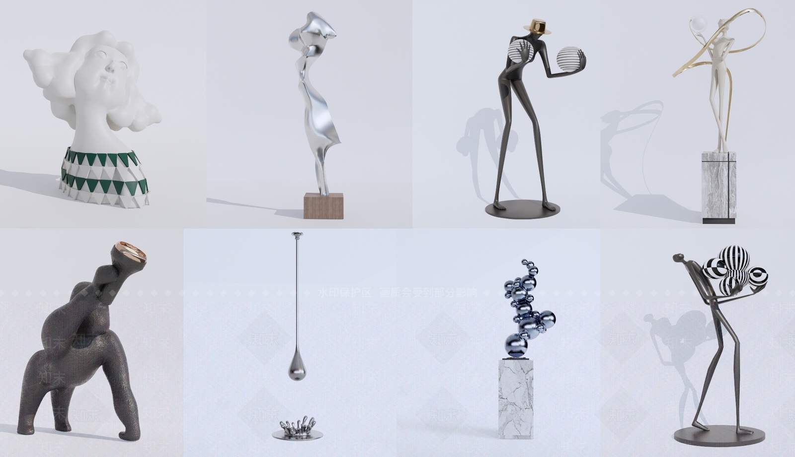 现代创意雕塑SU模型下载【ID:1151055029】