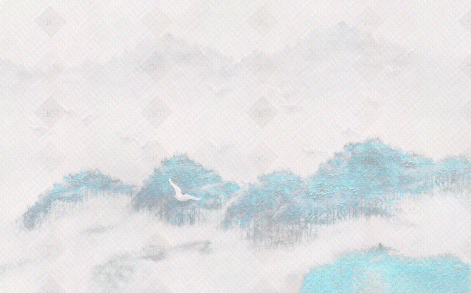 新中式朦胧艺术壁画壁纸贴图下载【ID:1151055133】