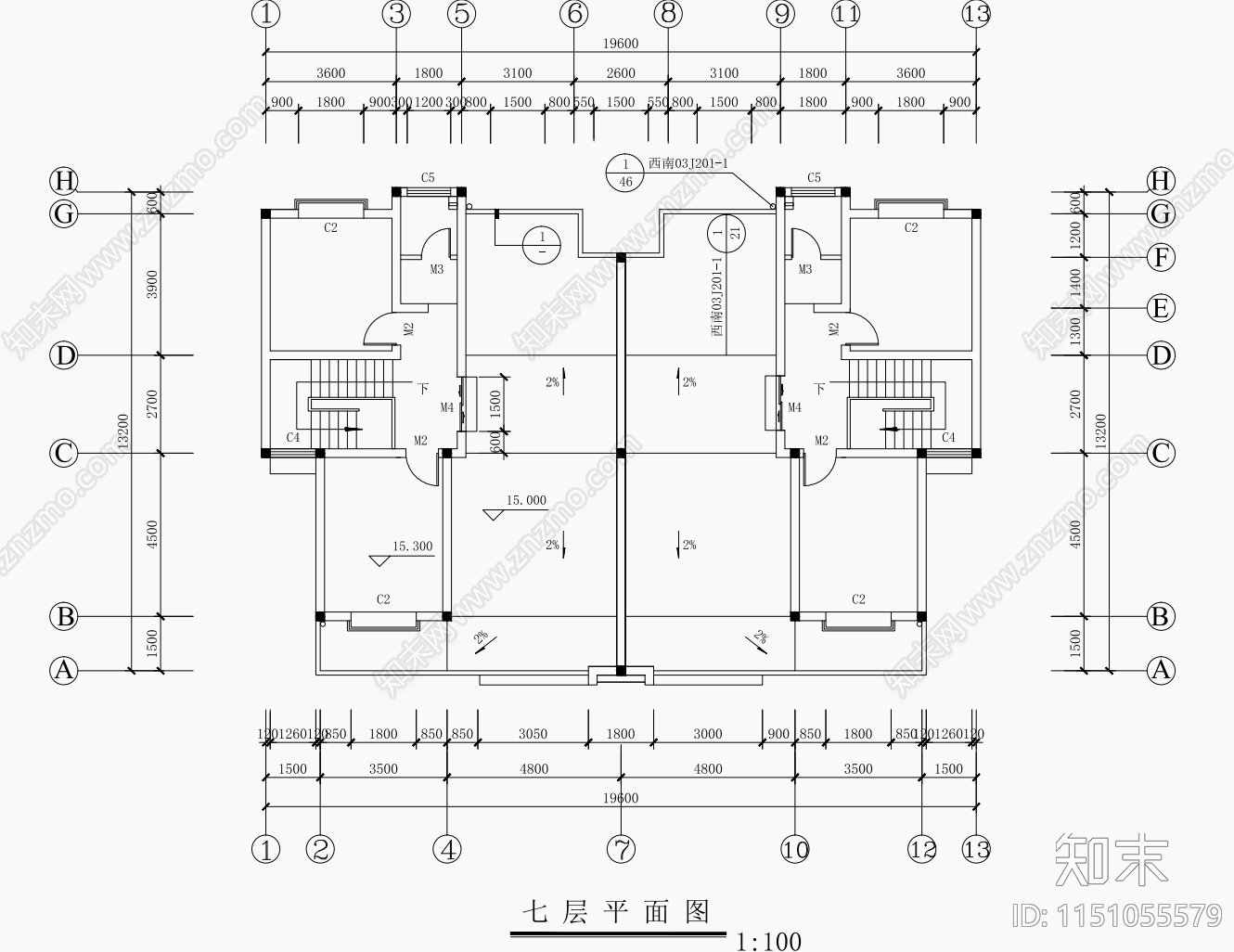 住宅区建筑cad施工图下载【ID:1151055579】