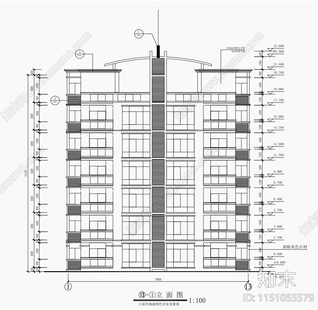 住宅区建筑cad施工图下载【ID:1151055579】