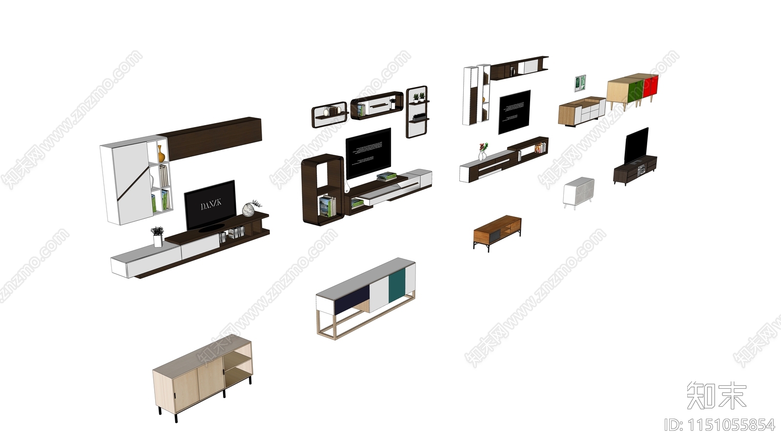 现代简约电视柜SU模型下载【ID:1151055854】