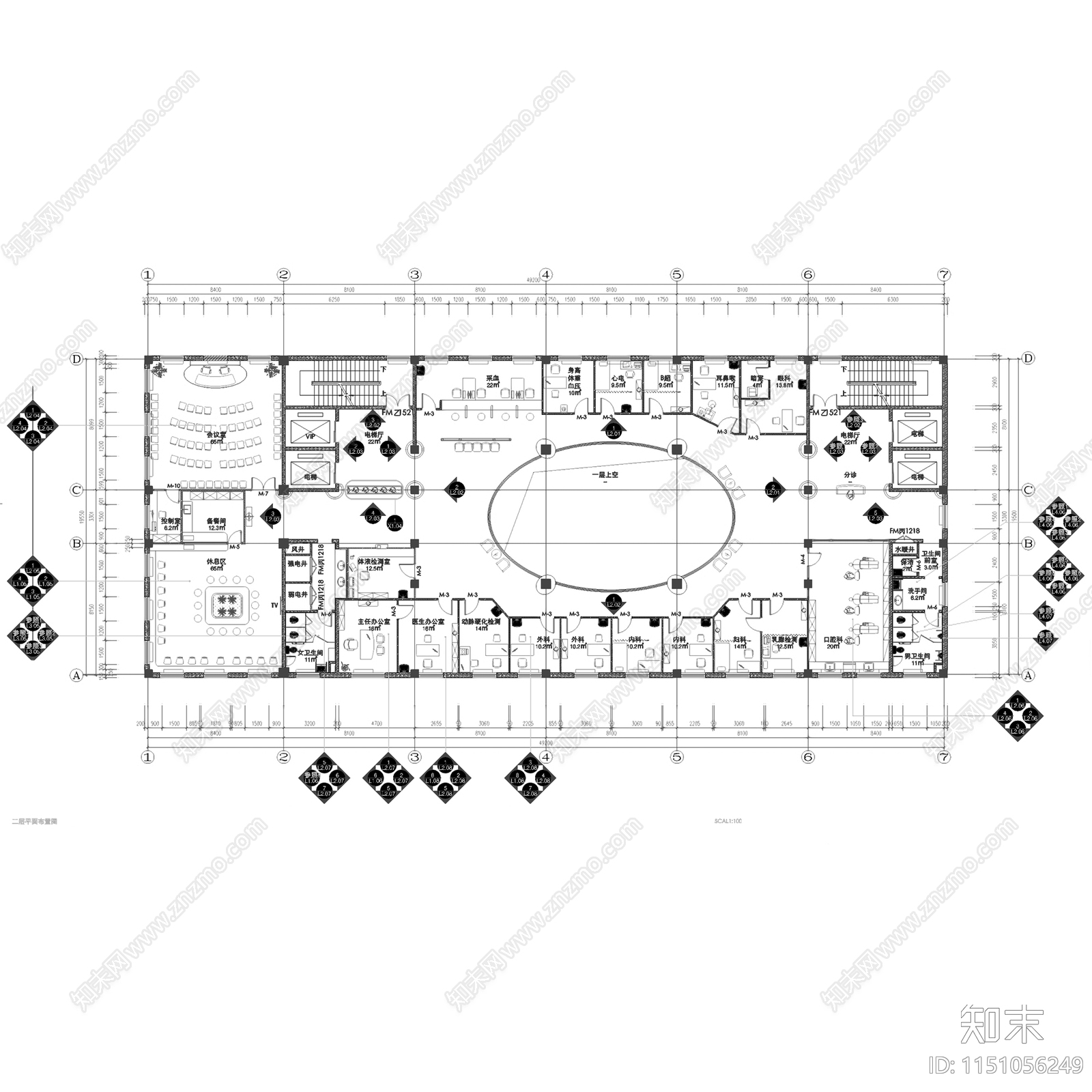 内蒙通辽市医院体检中心室内cad施工图下载【ID:1151056249】