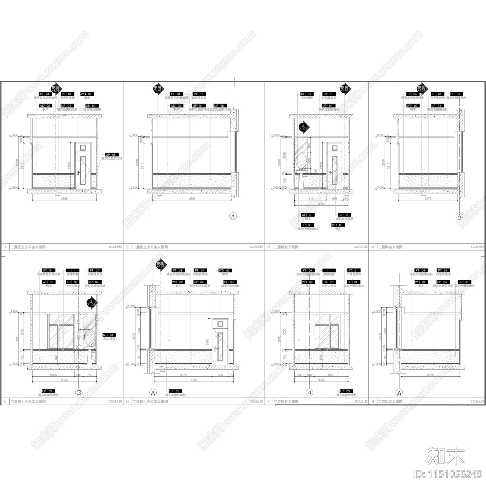 内蒙通辽市医院体检中心室内cad施工图下载【ID:1151056249】