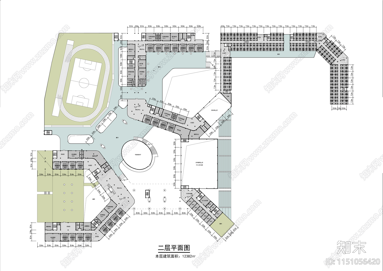 天津外国语大学附属外国语学建筑平面图施工图下载【ID:1151056420】