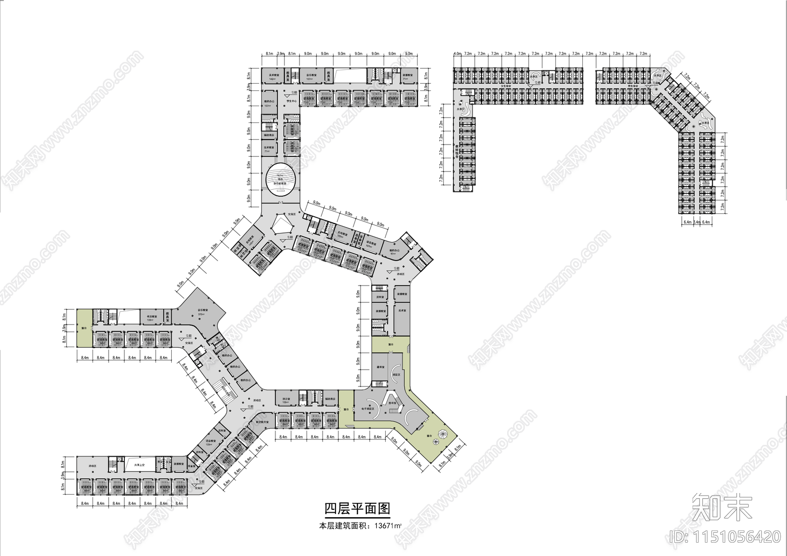 天津外国语大学附属外国语学建筑平面图施工图下载【ID:1151056420】