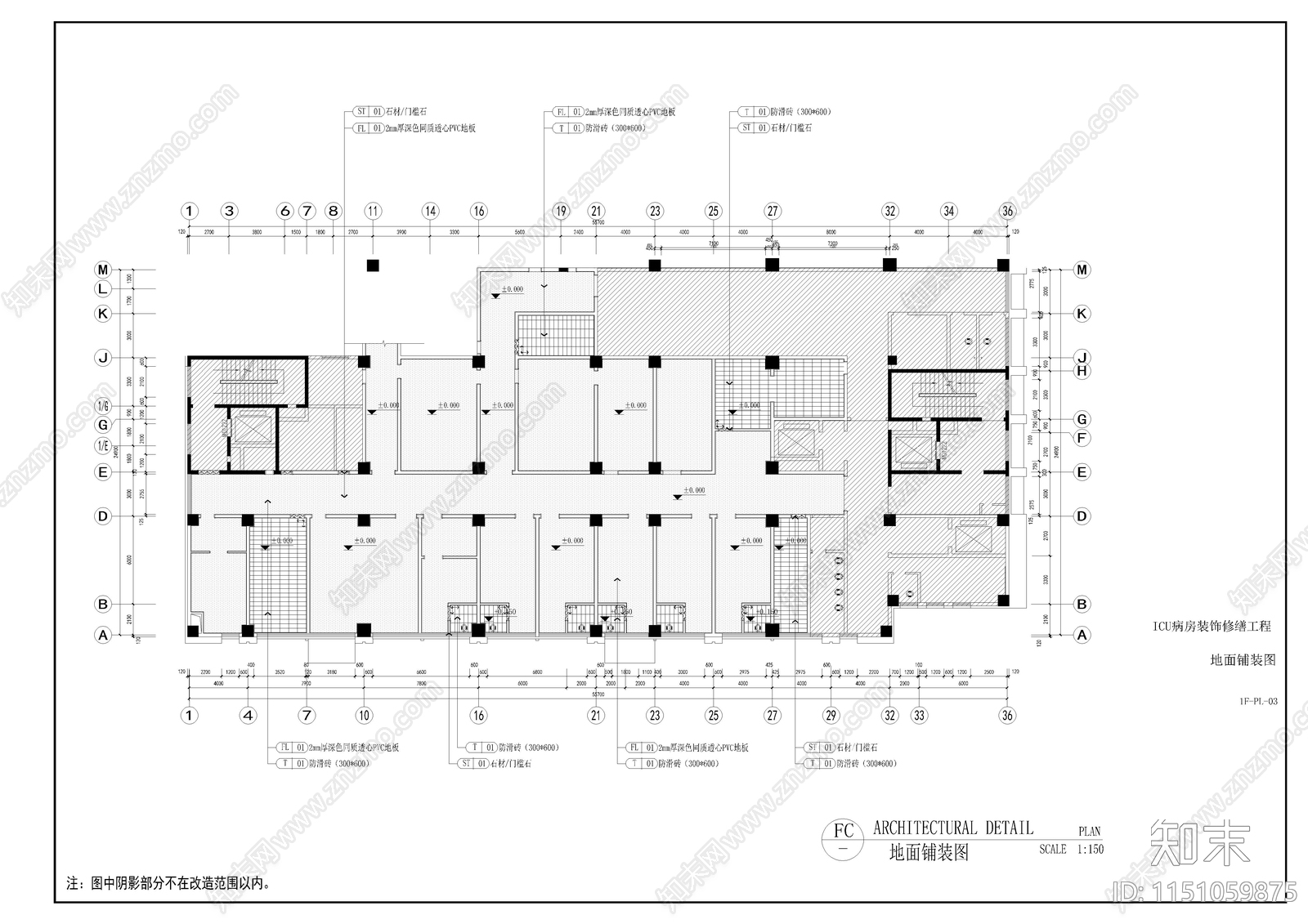 医院ICU病房室内cad施工图下载【ID:1151059875】