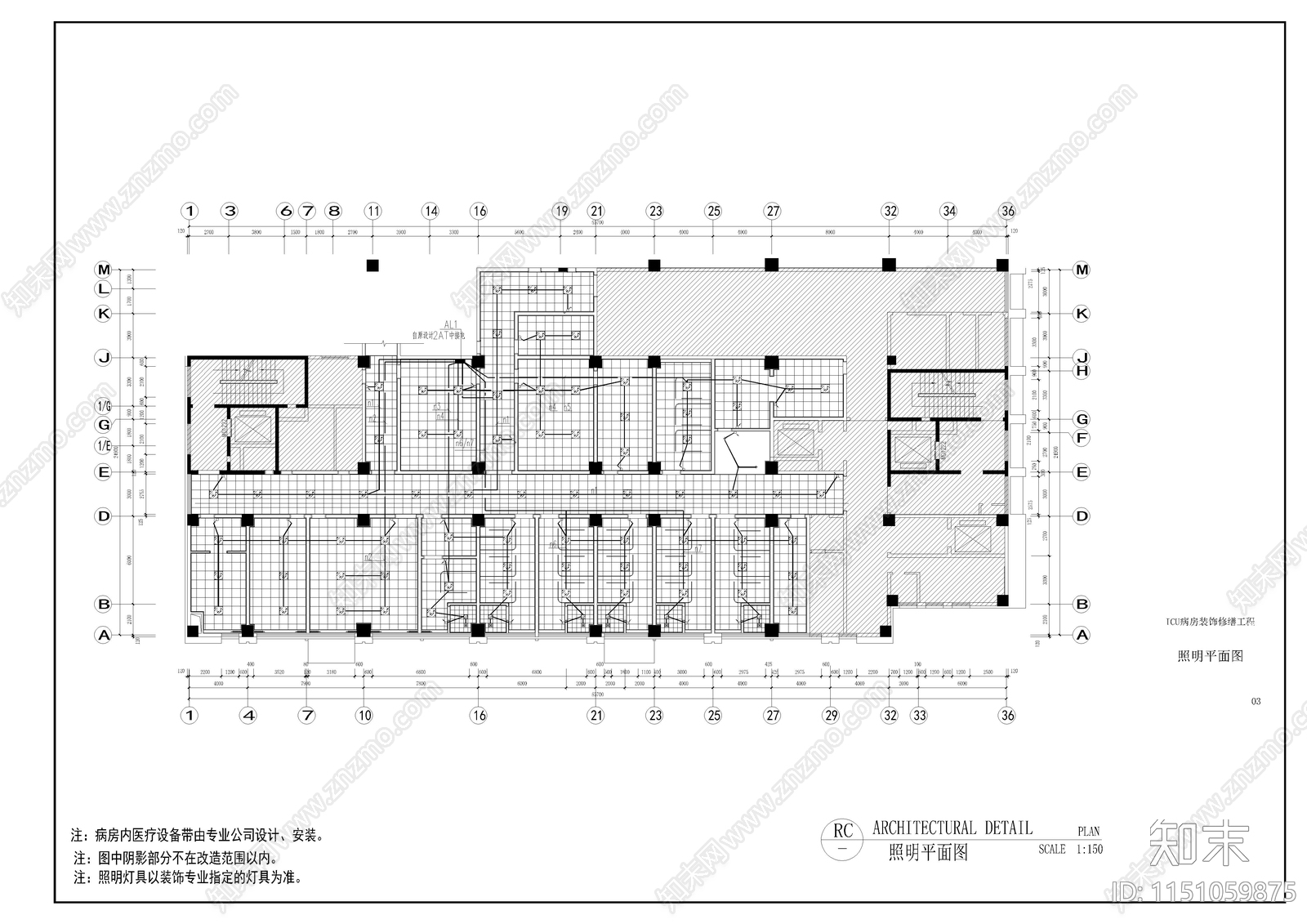 医院ICU病房室内cad施工图下载【ID:1151059875】