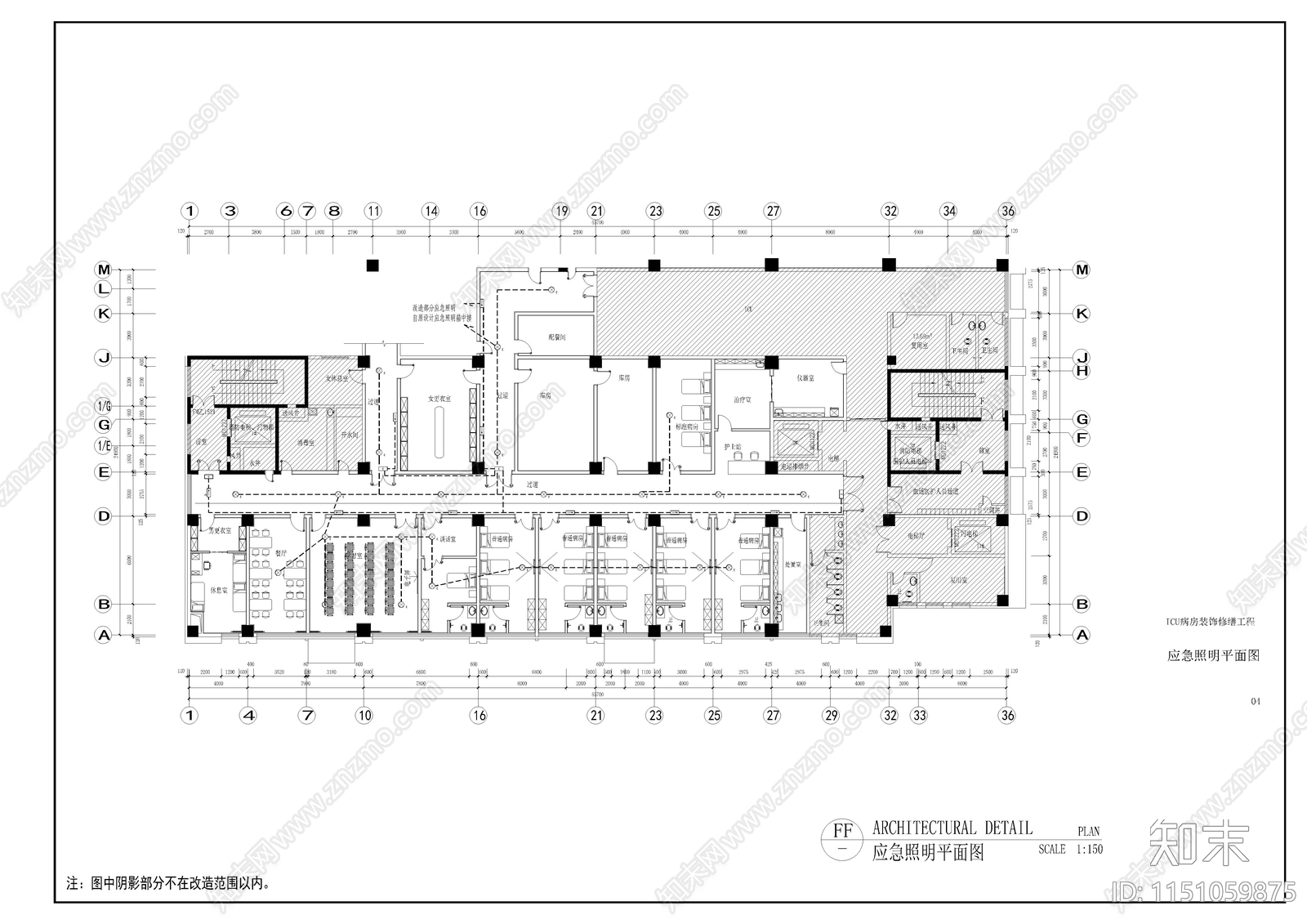 医院ICU病房室内cad施工图下载【ID:1151059875】