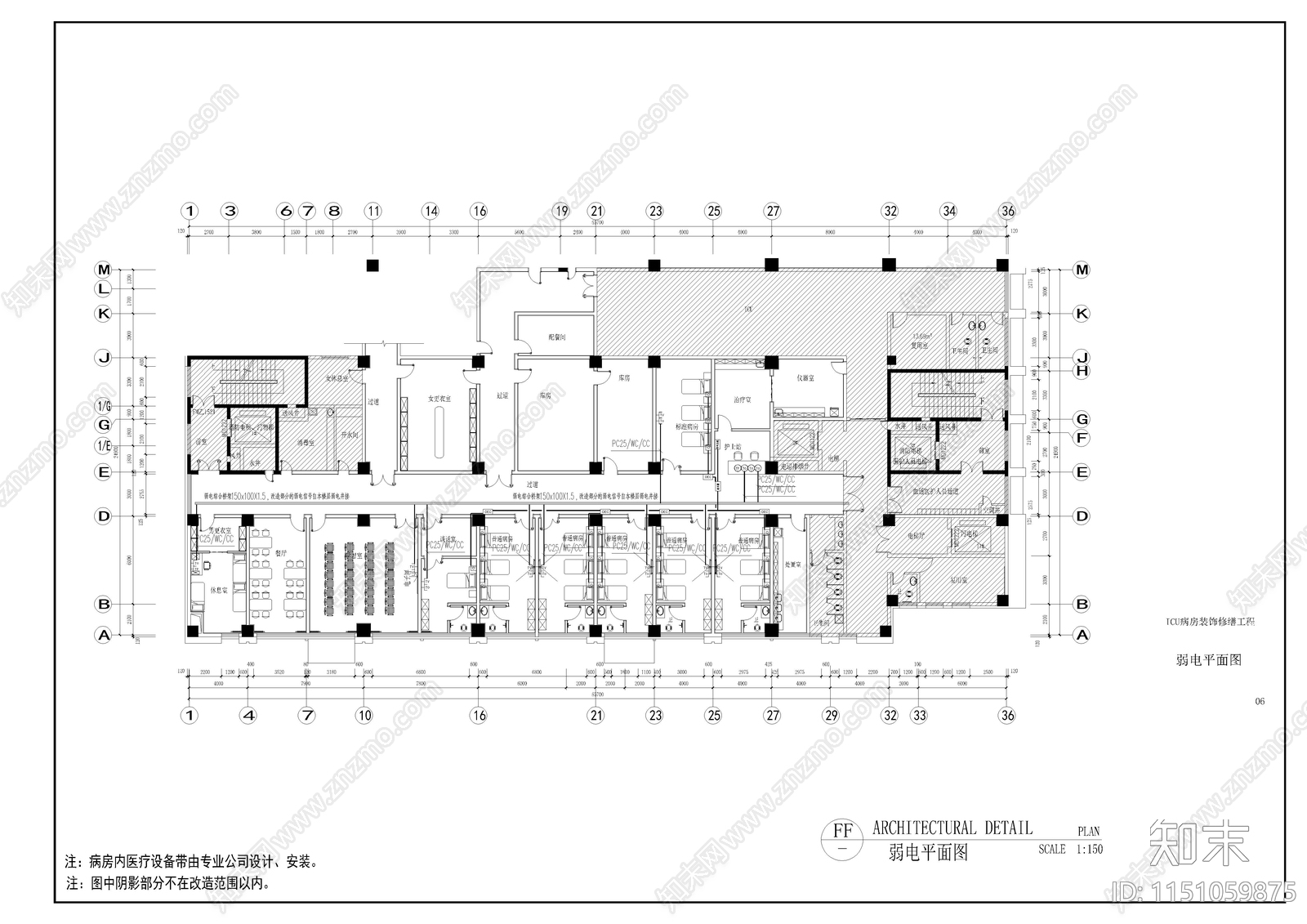医院ICU病房室内cad施工图下载【ID:1151059875】