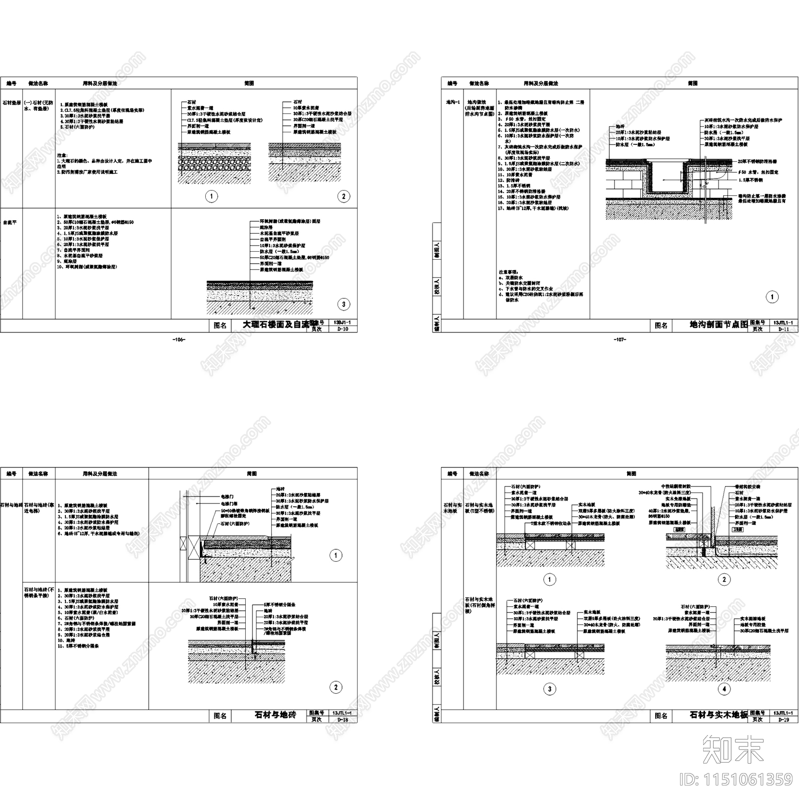 金螳螂地面墙面顶面室内装饰节点cad施工图下载【ID:1151061359】