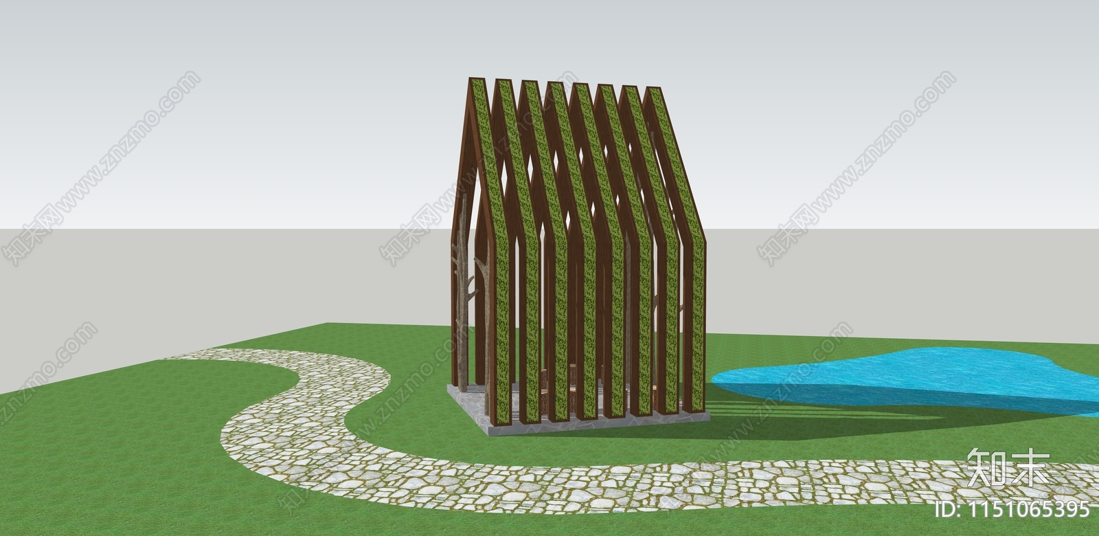 现代垂直绿化廊架SU模型下载【ID:1151065395】