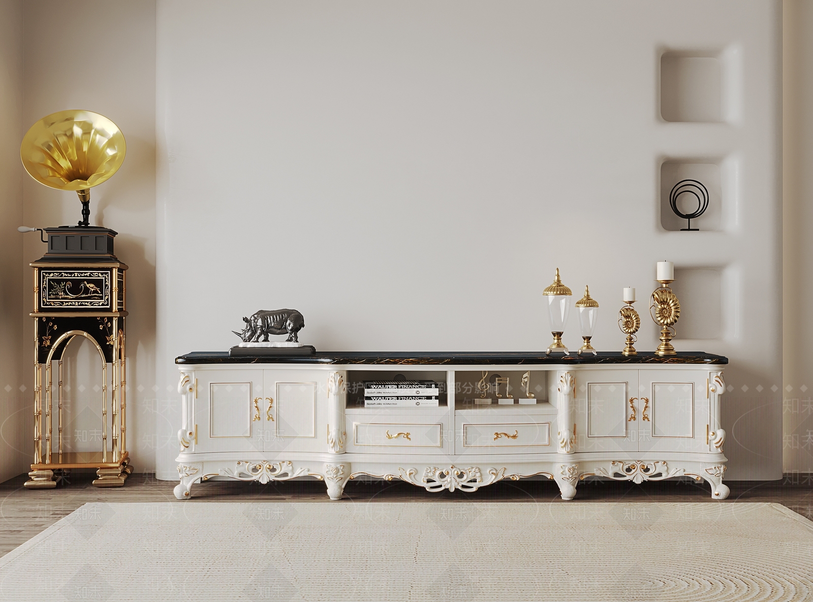 欧式电视柜SU模型下载【ID:1151071140】