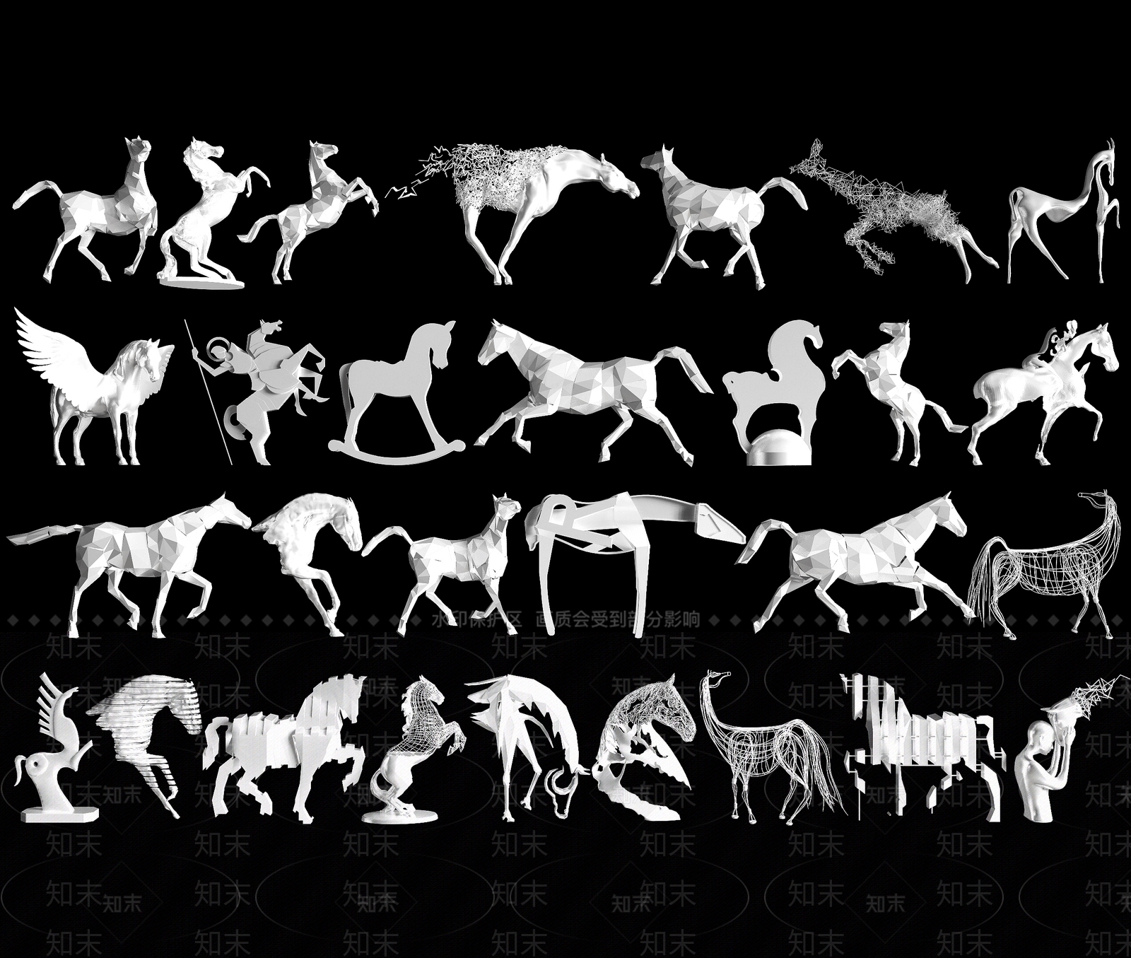 现代动物雕塑小品SU模型下载【ID:1151076598】