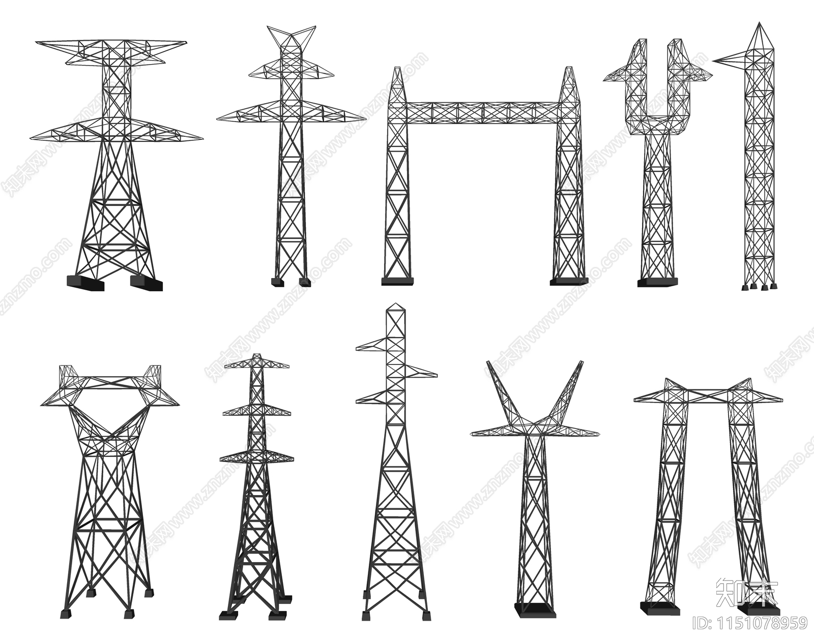 高压电塔SU模型下载【ID:1151078959】
