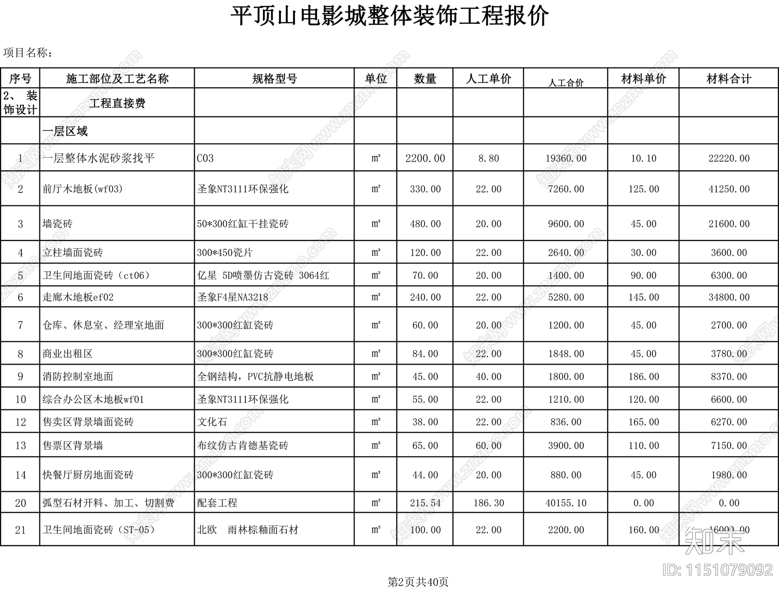 180套工装家装预算报价表格施工图下载【ID:1151079092】