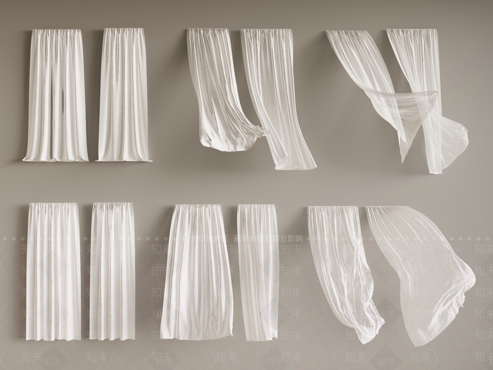 现代窗帘3D模型下载【ID:1151081816】
