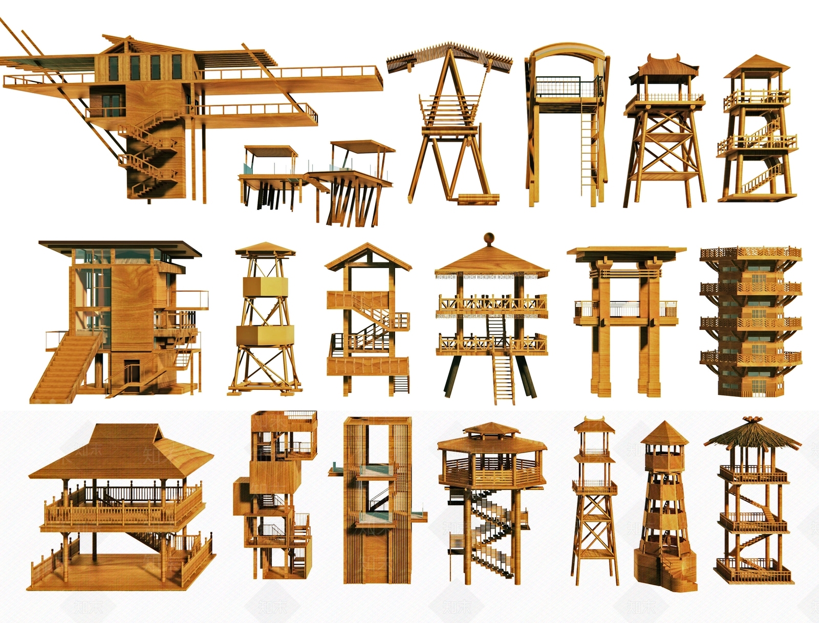 现代瞭望塔3D模型下载【ID:1151084868】