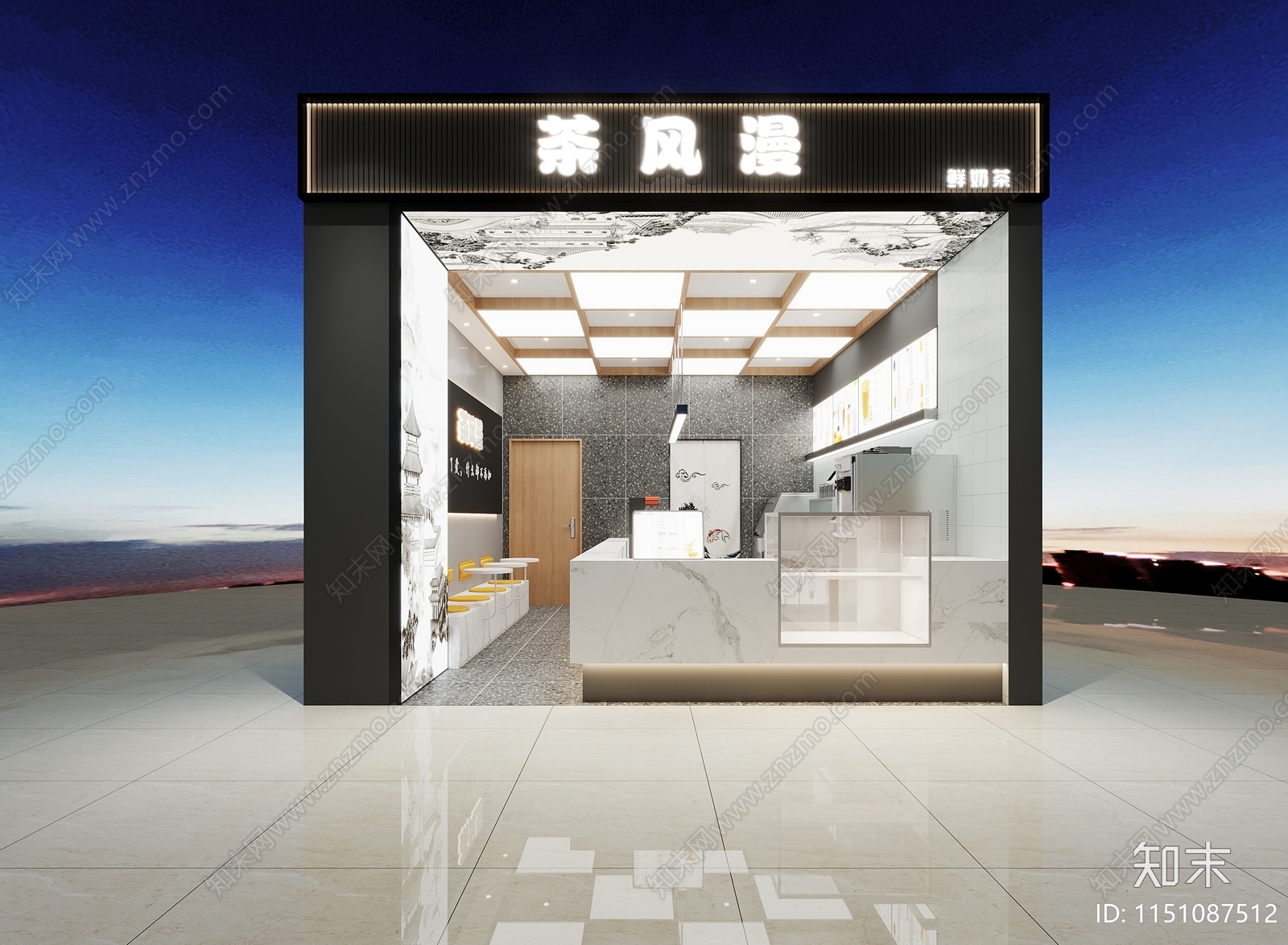 现代奶茶店3D模型下载【ID:1151087512】