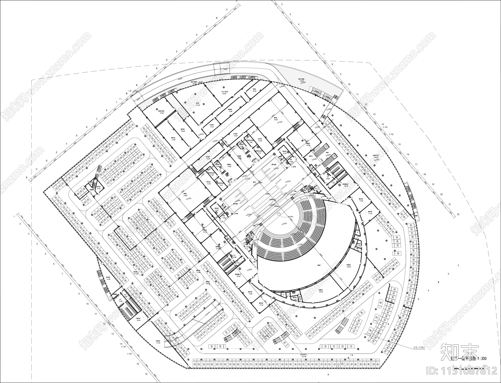 剧院建筑平面图cad施工图下载【ID:1151087812】