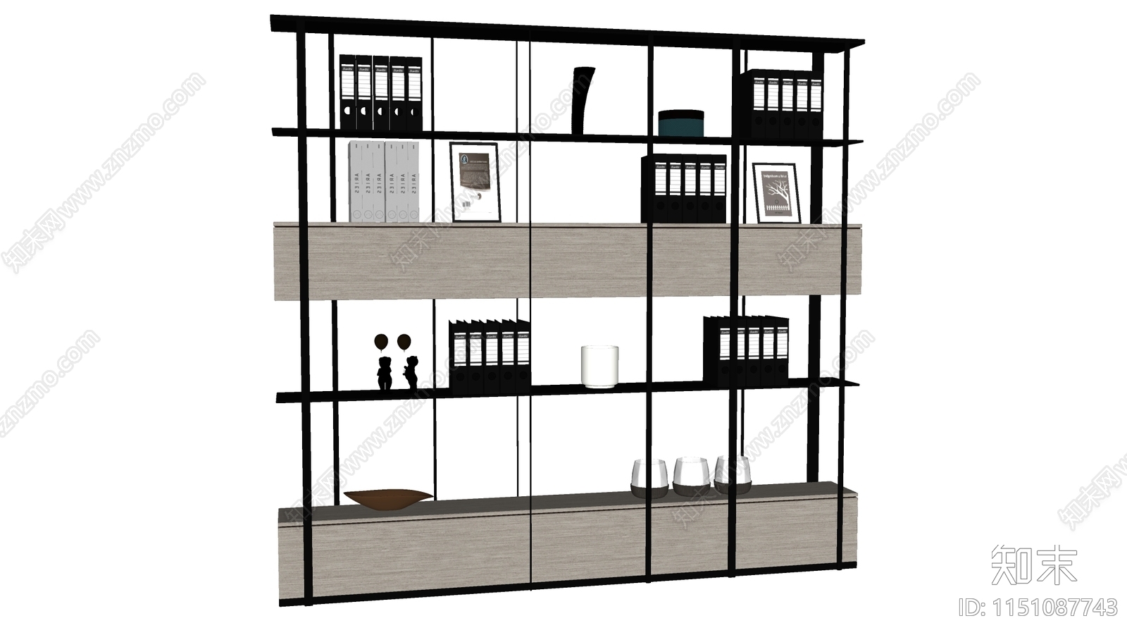 现代办公室书架SU模型下载【ID:1151087743】