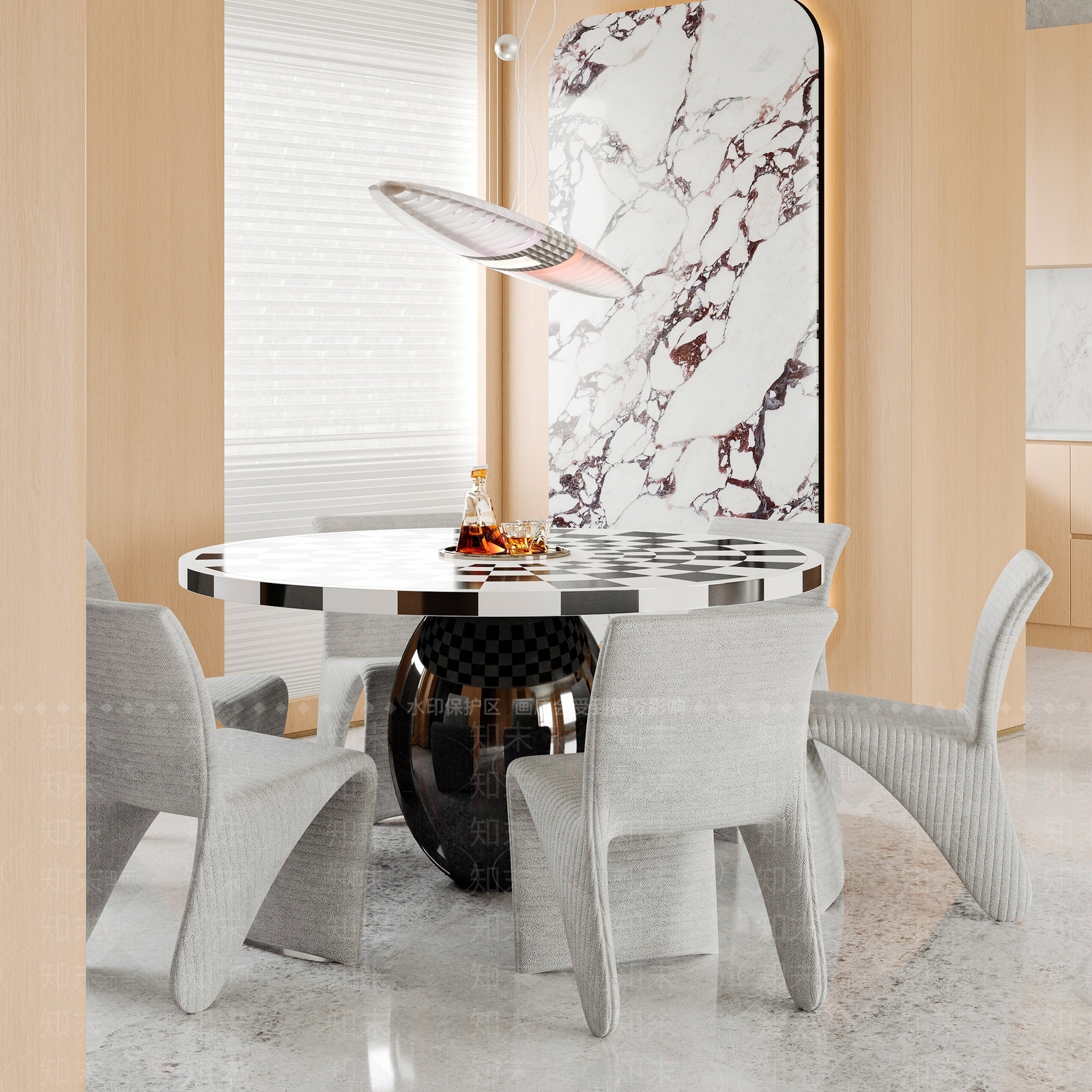 Edra现代圆形餐桌椅3D模型下载【ID:1151089242】